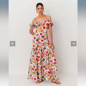 Borgo de norJazella cotton maxi dress in summer garden pink. Uk 8 or US 4